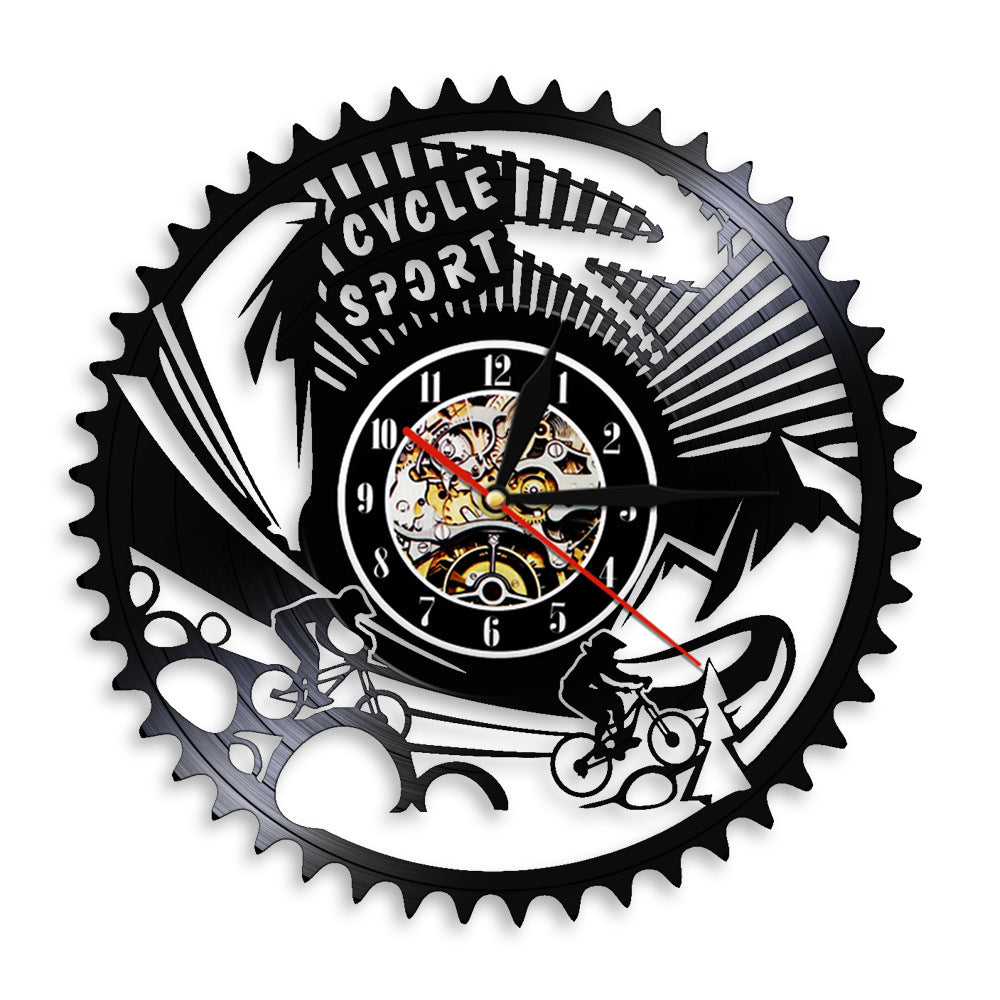 Vinyl-Uhr Fahrrad Retro Nostalgische Schallplatten-Wanduhr Wandkunst-Uhr