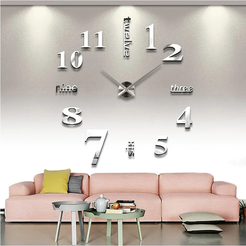 Reloj de pared de espejo acrílico con diseño creativo