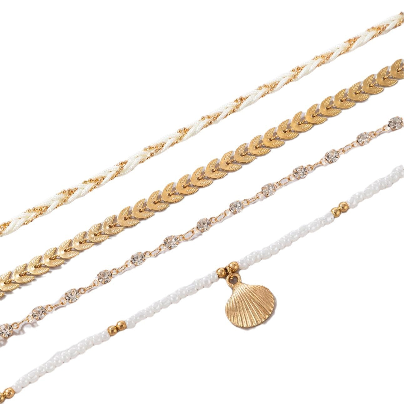 Summer fashion jewelry: four-row anklet