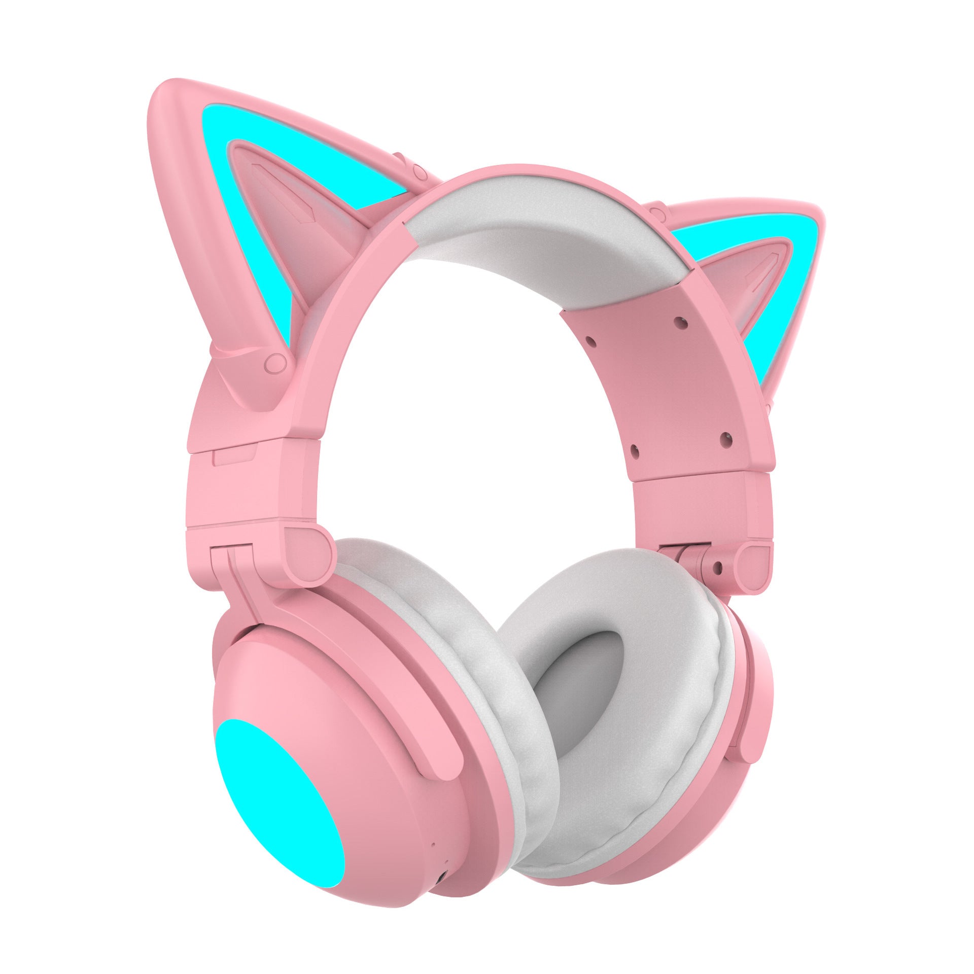 Auriculares Bluetooth de diadema luminosa con orejas de gato (ángulo de pétalo)