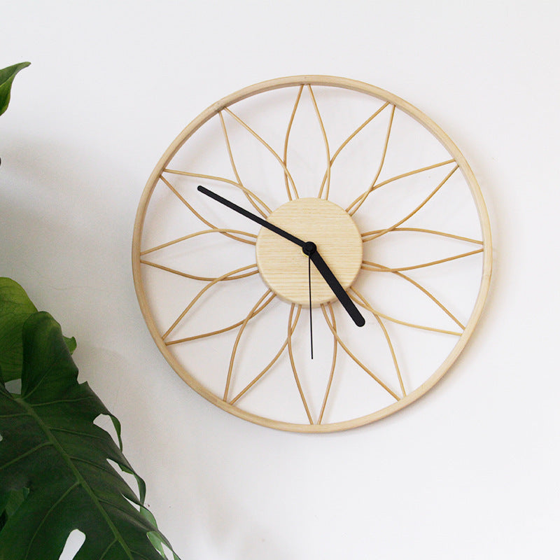 Reloj de pared de madera maciza para sala de estar