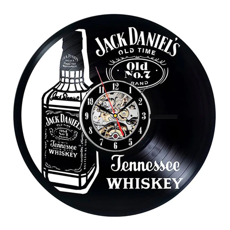 Dekorative Wanduhr aus Vinyl Whiskey