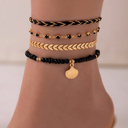 Summer fashion jewelry: four-row anklet