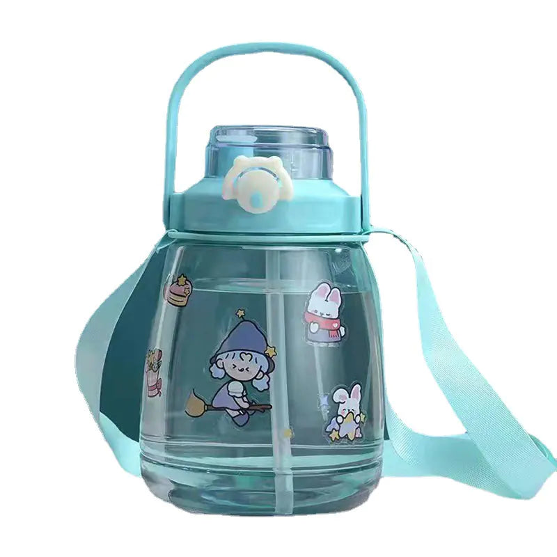 Cantimplora de 1,3 L para la escuela – Diseño colorido con correa