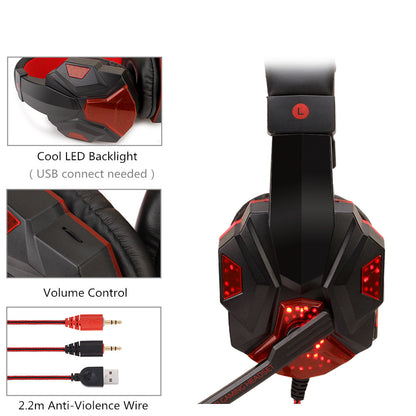 Kabelgebundenes Gaming-Headset mit Beleuchtung – Stereo- &amp; 7.1-Sound – Integriertes Mikrofon