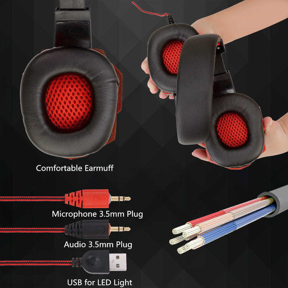 Kabelgebundenes Gaming-Headset mit Beleuchtung – Stereo- &amp; 7.1-Sound – Integriertes Mikrofon
