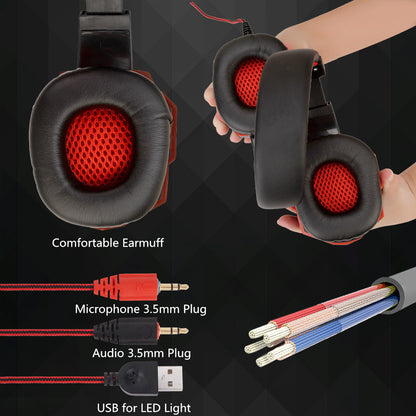 Kabelgebundenes Gaming-Headset mit Beleuchtung – Stereo- &amp; 7.1-Sound – Integriertes Mikrofon