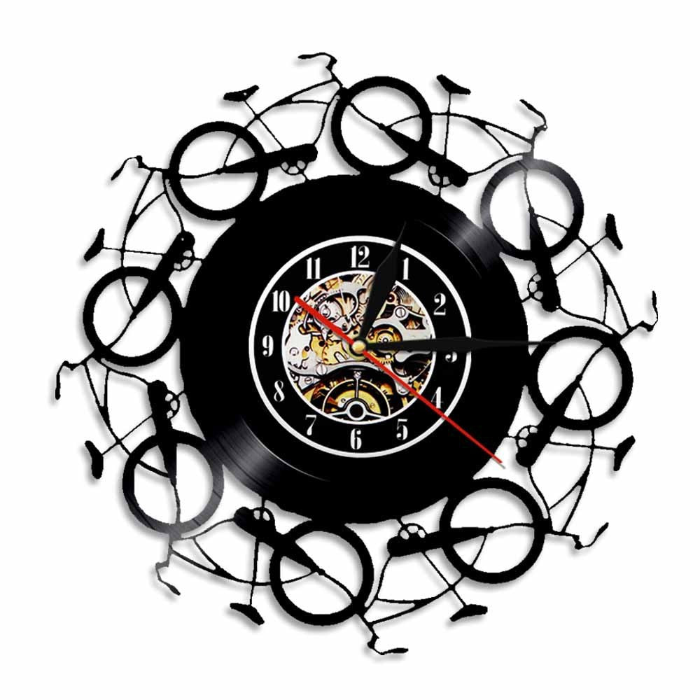 Reloj de Vinilo Bicicleta Retro Nostálgico Disco Reloj de Pared Arte Reloj de Pared