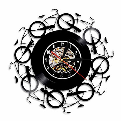 Reloj de Vinilo Bicicleta Retro Nostálgico Disco Reloj de Pared Arte Reloj de Pared