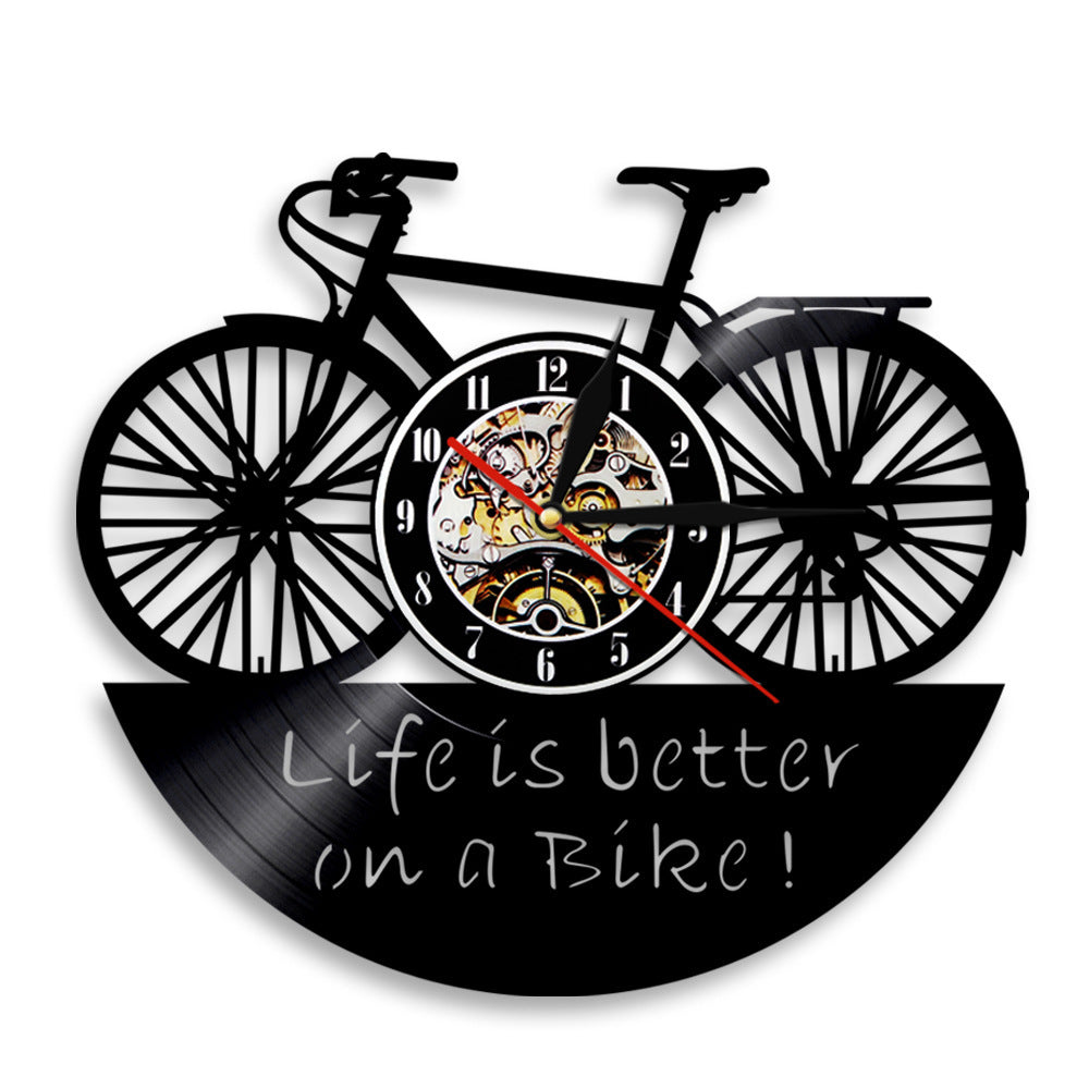 Reloj de Vinilo Bicicleta Retro Nostálgico Disco Reloj de Pared Arte Reloj de Pared