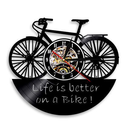 Reloj de Vinilo Bicicleta Retro Nostálgico Disco Reloj de Pared Arte Reloj de Pared