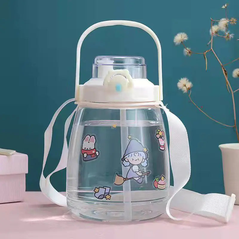 Cantimplora de 1,3 L para la escuela – Diseño colorido con correa
