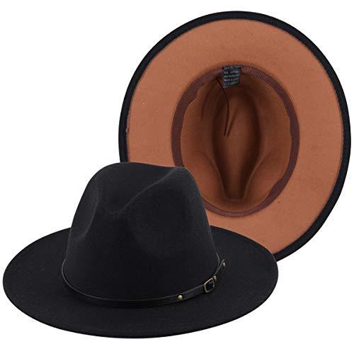 Sombrero Fedora Elegante Colorblock (Negro / Café)