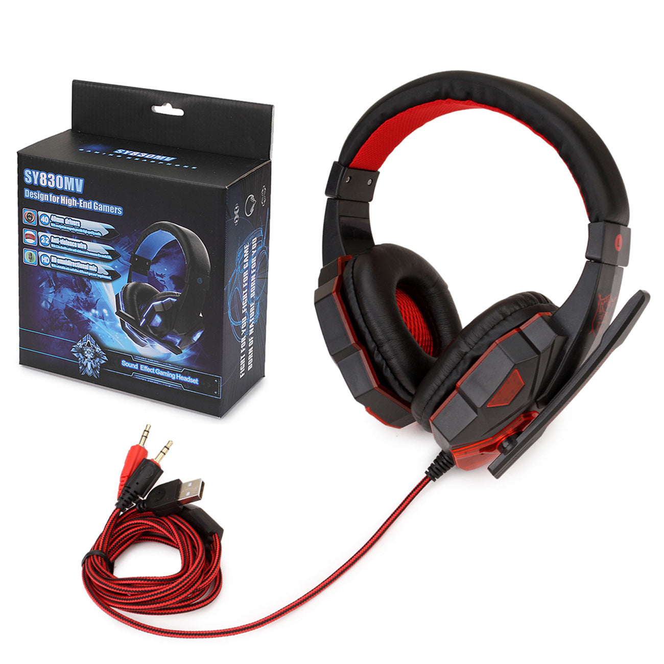 Kabelgebundenes Gaming-Headset mit Beleuchtung – Stereo- &amp; 7.1-Sound – Integriertes Mikrofon