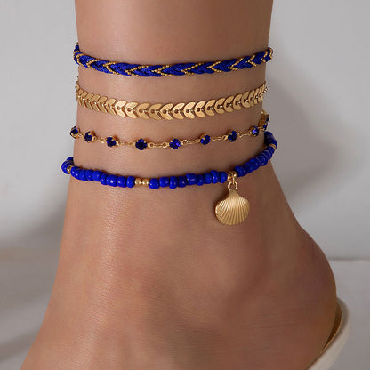 Summer fashion jewelry: four-row anklet