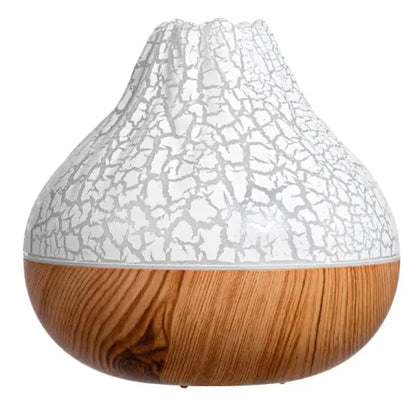 Humidificateur Volcan au design  en grain de bois.