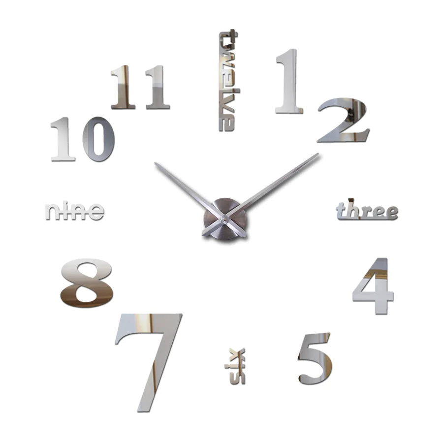 Horloge murale miroir en acrylique au design créatif